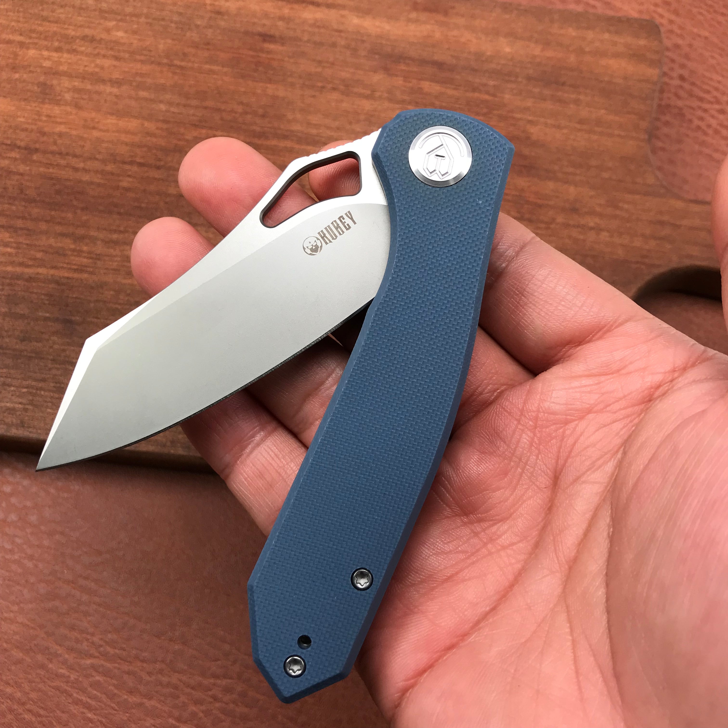 KUBEY KU310E Drake Blue G10 Handle D2 Blade Folding Knife EDC Outdoor 3.46" Blasted Stonewashed D2