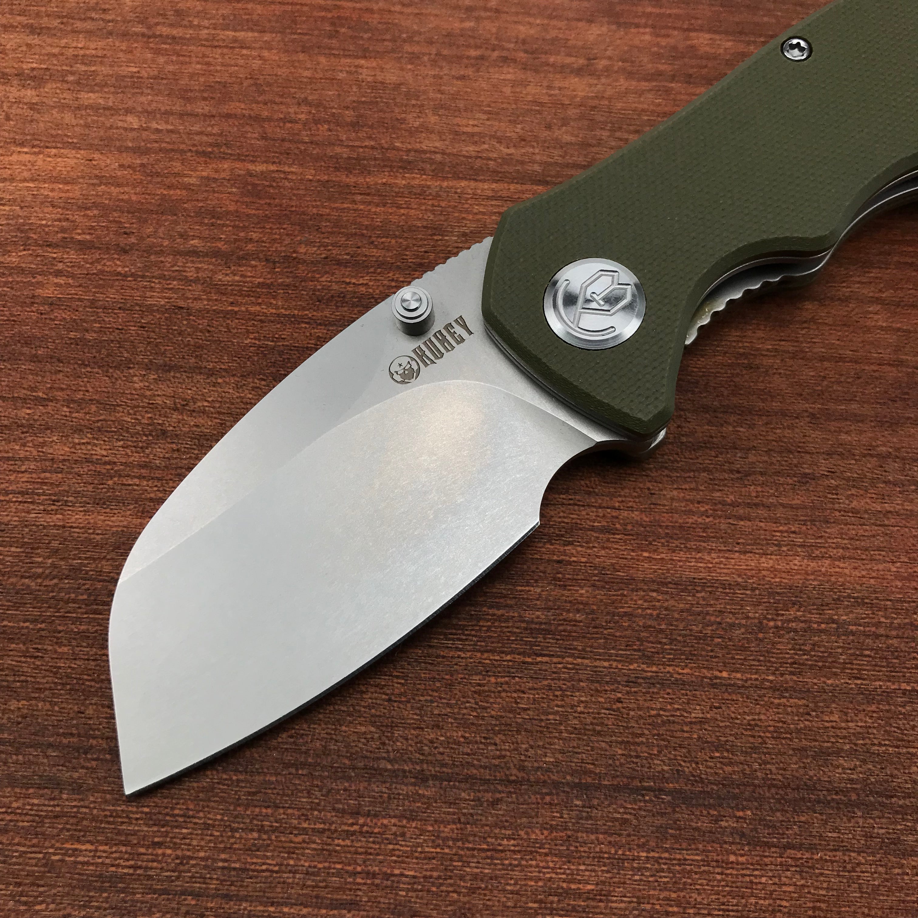 KUBEY Karaji  KU180D  Liner Lock Dual Thumb Studs Open Folding Pocket Knife Green G10 Handle 2.56" Bead Blasted D2