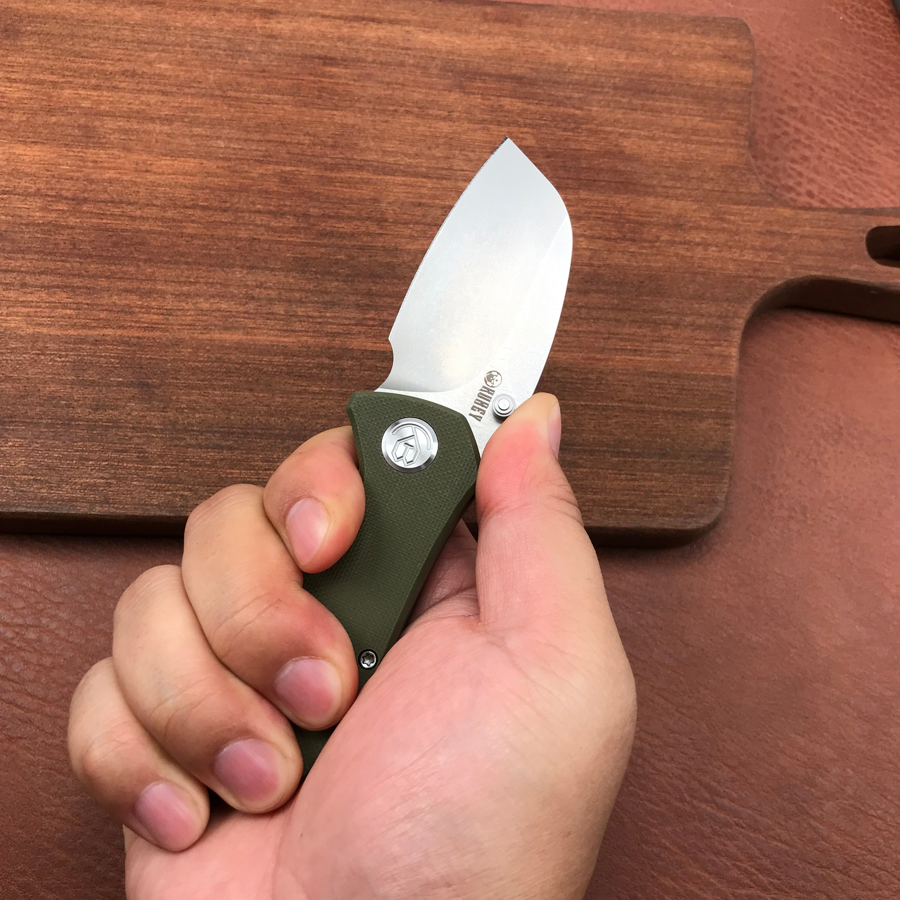 KUBEY Karaji  KU180D  Liner Lock Dual Thumb Studs Open Folding Pocket Knife Green G10 Handle 2.56" Bead Blasted D2