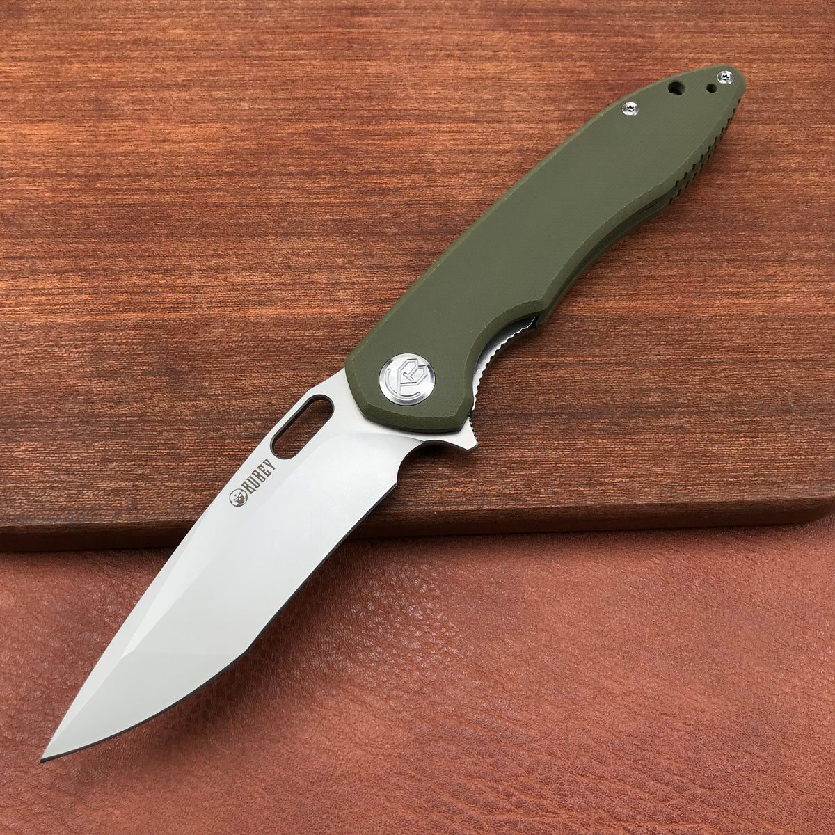 （SPECIALS ）  KUBEY  KU003B Darknesss Liner Lock Flipper Pocket Folding Knife Green G10 Handle 3.74" Bead Blasted D2