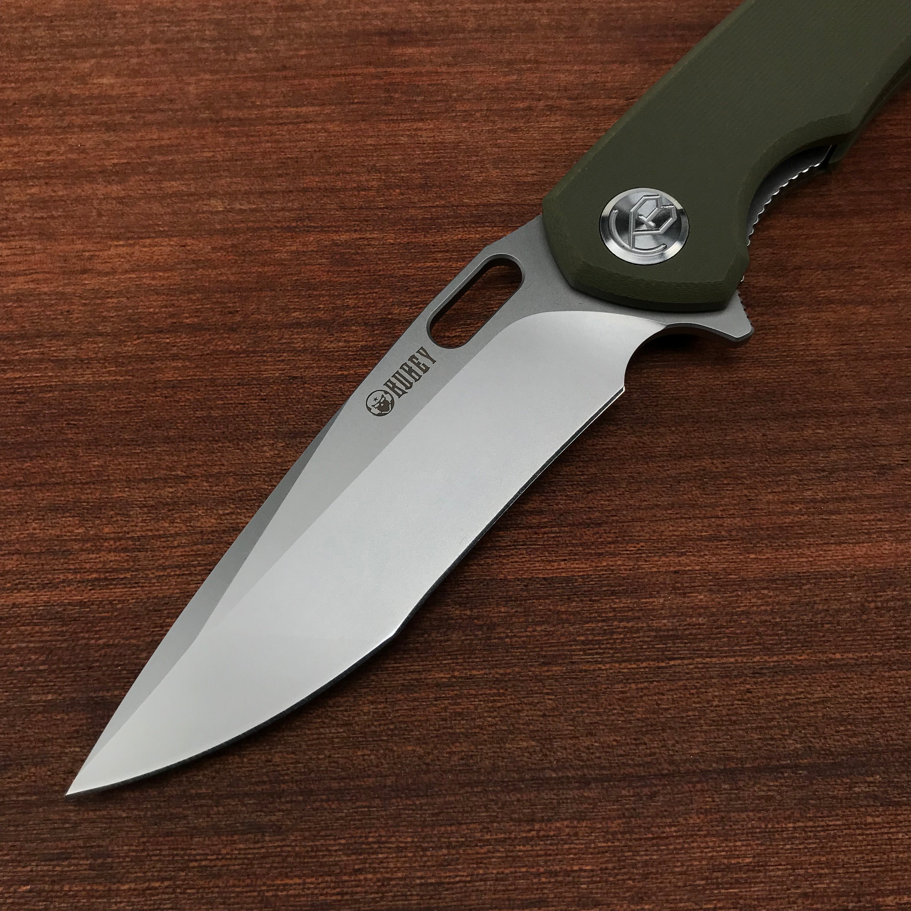 （SPECIALS ）  KUBEY  KU003B Darknesss Liner Lock Flipper Pocket Folding Knife Green G10 Handle 3.74" Bead Blasted D2