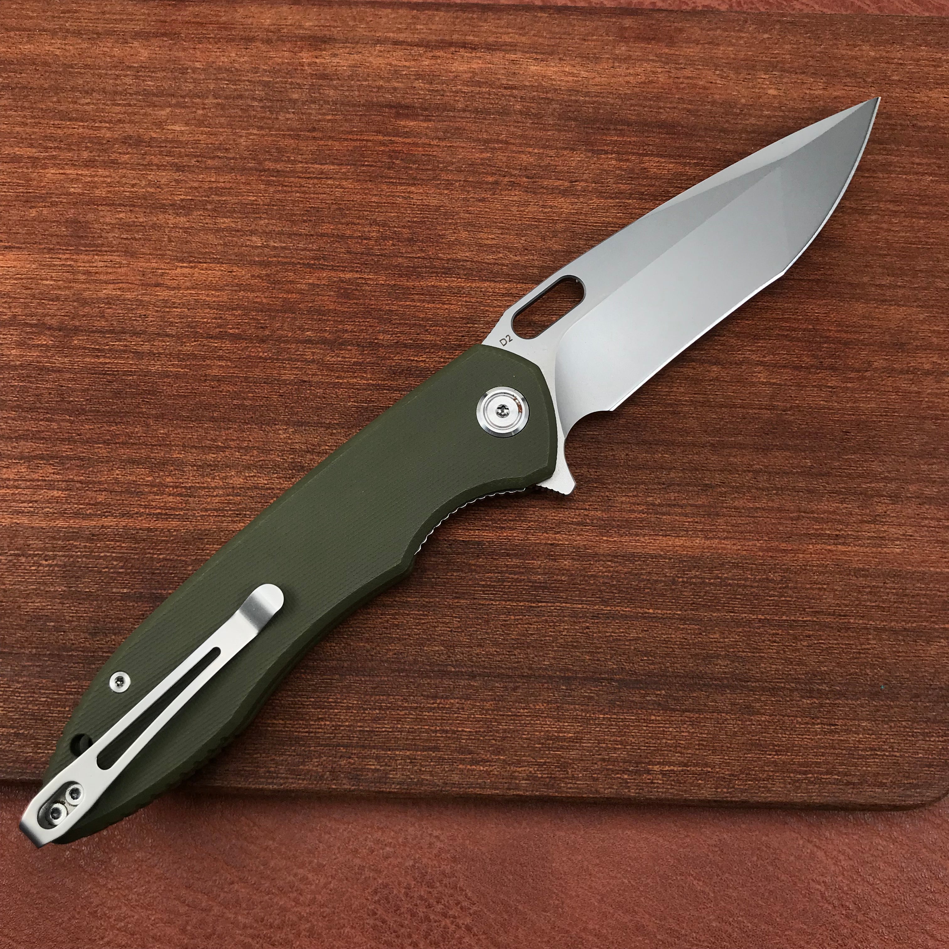 （SPECIALS ）  KUBEY  KU003B Darknesss Liner Lock Flipper Pocket Folding Knife Green G10 Handle 3.74" Bead Blasted D2