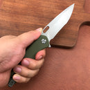（SPECIALS ）  KUBEY  KU003B Darknesss Liner Lock Flipper Pocket Folding Knife Green G10 Handle 3.74" Bead Blasted D2