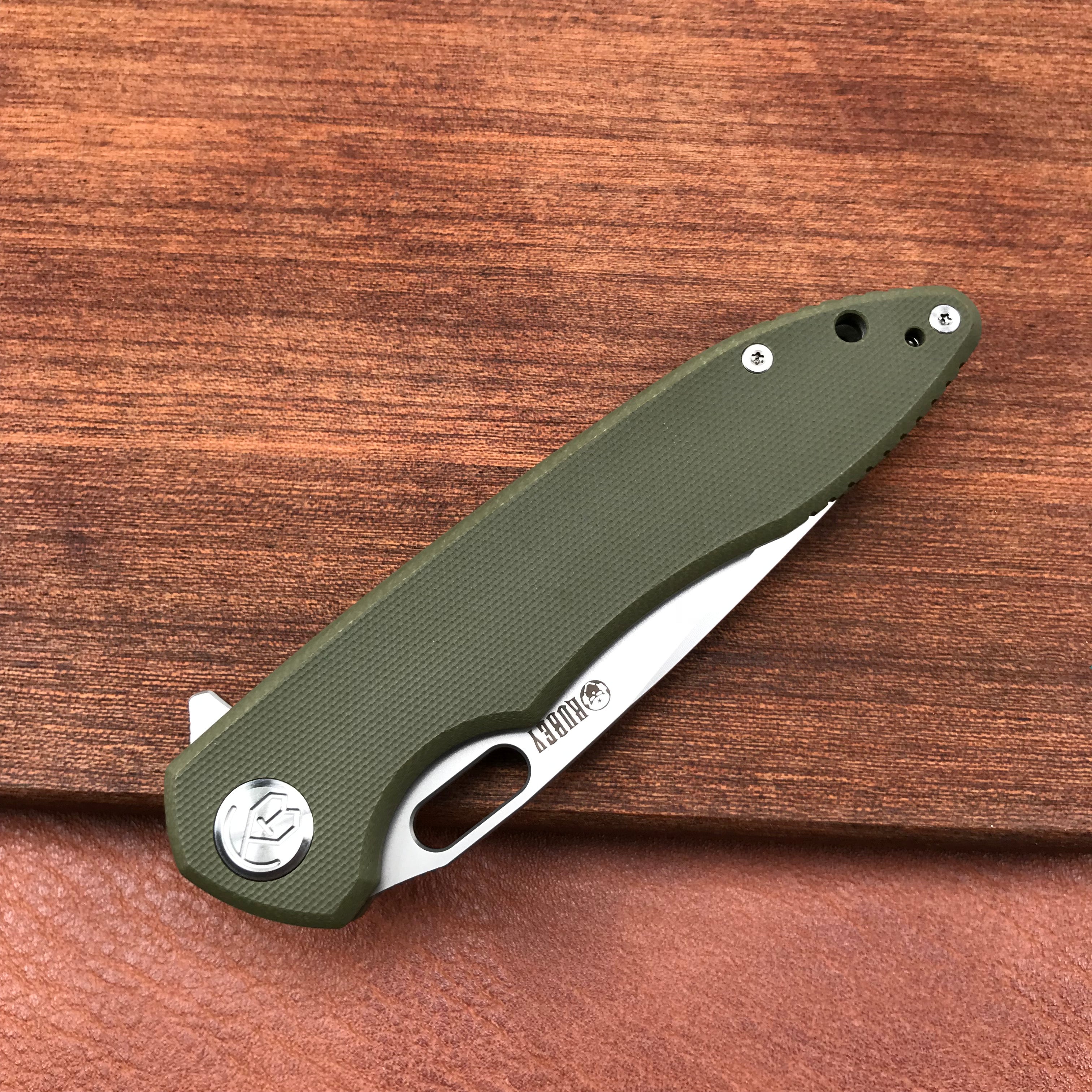 （SPECIALS ）  KUBEY  KU003B Darknesss Liner Lock Flipper Pocket Folding Knife Green G10 Handle 3.74" Bead Blasted D2