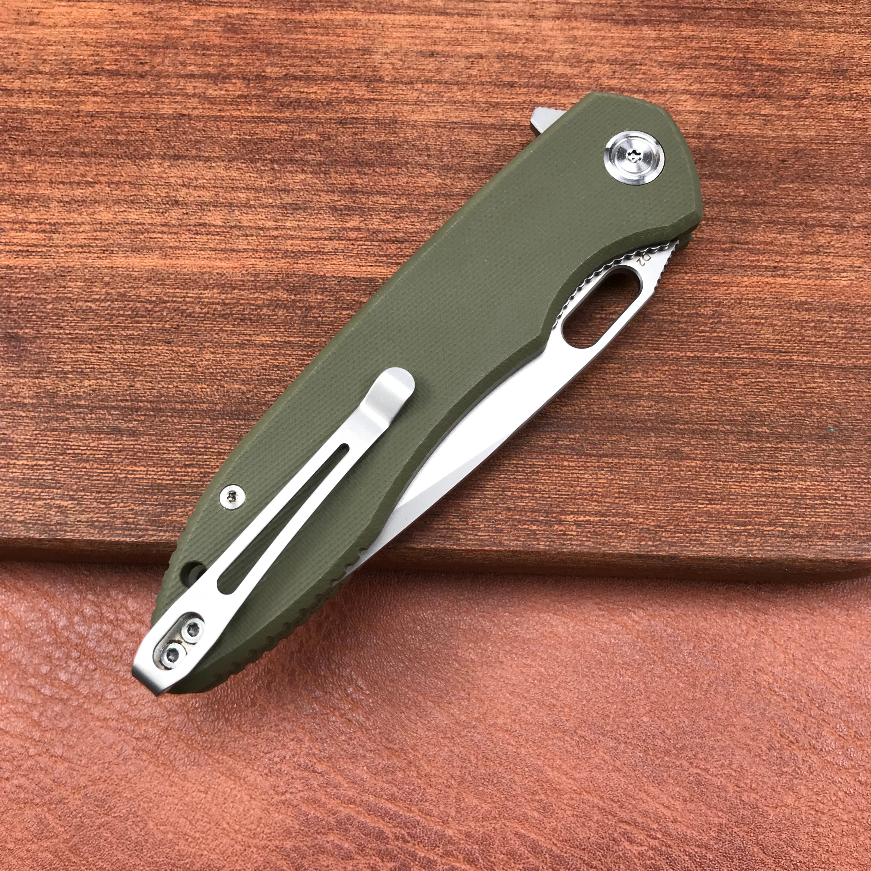 （SPECIALS ）  KUBEY  KU003B Darknesss Liner Lock Flipper Pocket Folding Knife Green G10 Handle 3.74" Bead Blasted D2