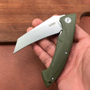 KUBEY KU212B Anteater Liner Lock Folding Knife OD Green G10 Handle (3.5" Sandblast D2)