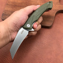 KUBEY KU212B Anteater Liner Lock Folding Knife OD Green G10 Handle (3.5" Sandblast D2)