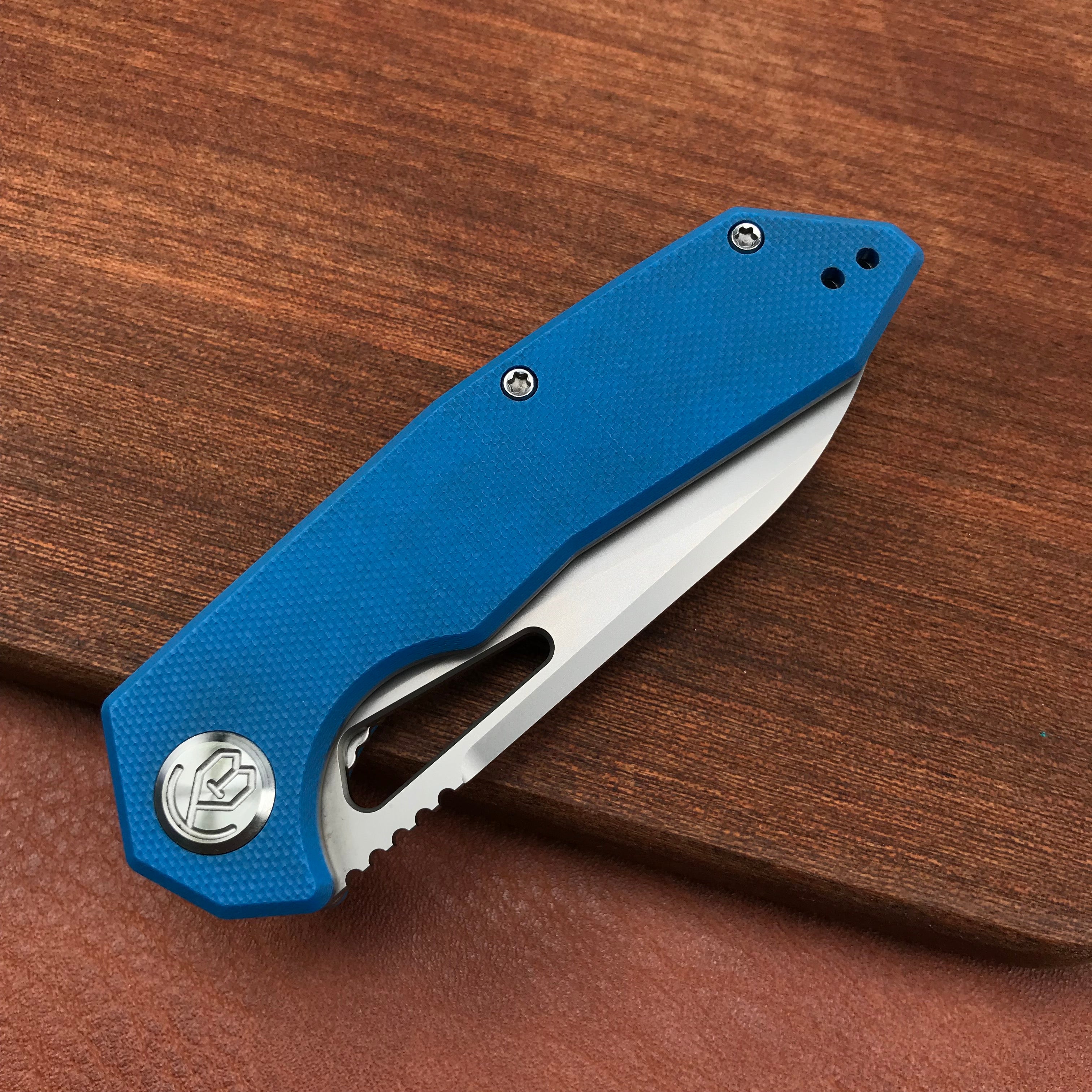 KUBEY KU291C Vagrant Liner Lock Folding Knife Blue G10 Handle (3.1" Sandblast AUS-10)