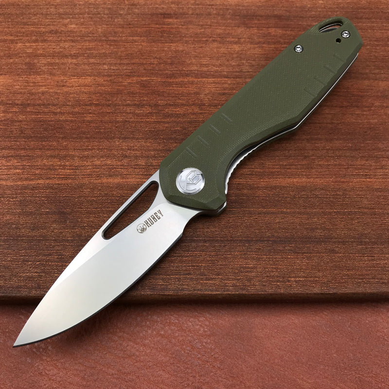 KUBEY KU324D Green  G10 Handle Folding Knife 3.27"Blasted Stonewashed D2