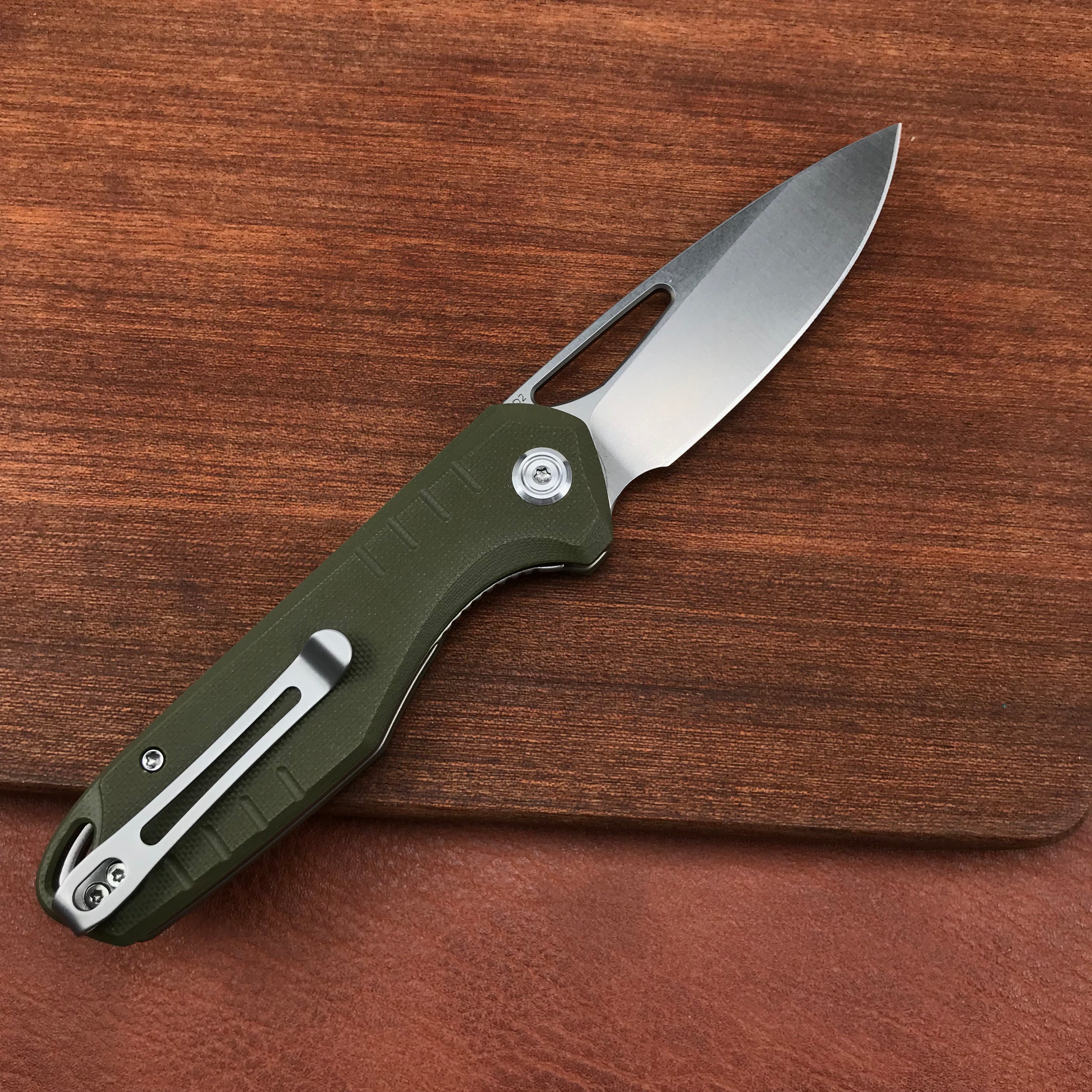 KUBEY KU324D Green  G10 Handle Folding Knife 3.27"Blasted Stonewashed D2