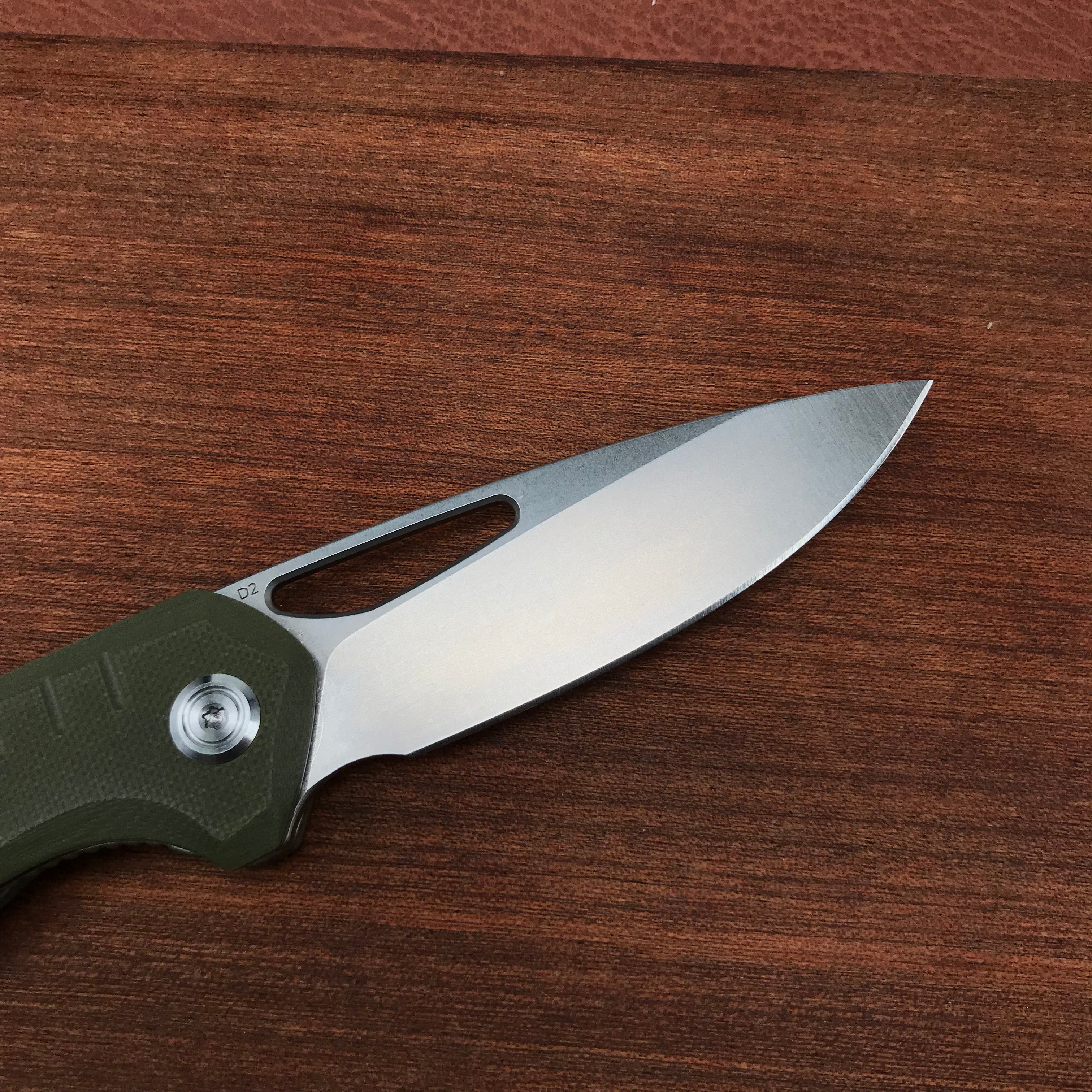 KUBEY KU324D Green  G10 Handle Folding Knife 3.27"Blasted Stonewashed D2