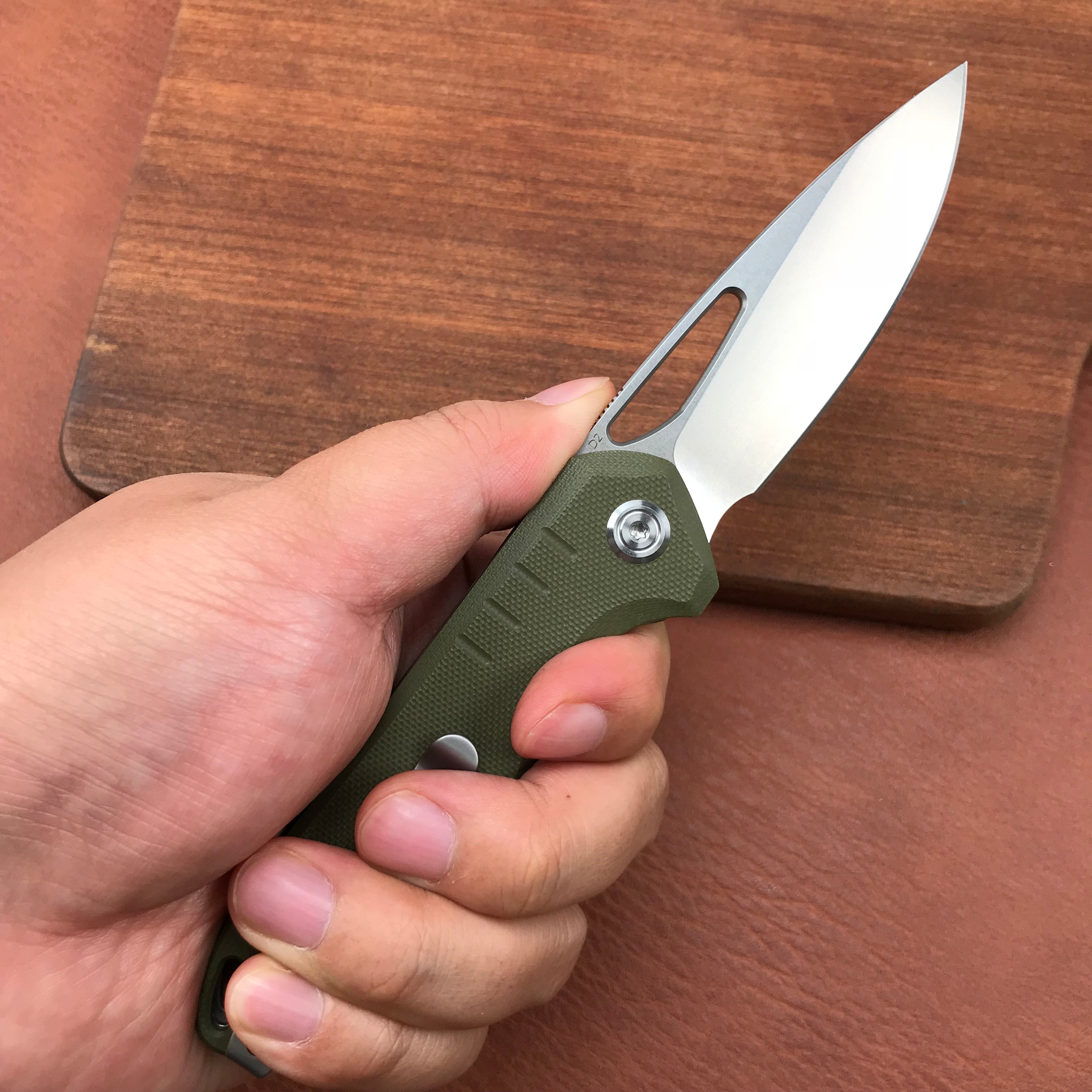 KUBEY KU324D Green  G10 Handle Folding Knife 3.27"Blasted Stonewashed D2