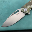 KUBEY KU322K Liner Lock Flipper Folding Knife Camo G10 Handle 3.39" Blasted Stonewashed D2