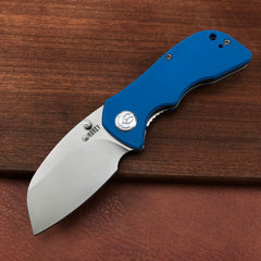 KUBEY KU180C Karaji Liner Lock Dual Thumb Studs Open Folding Pocket Knife Blue G10 Handle 2.56" Bead Blasted D2