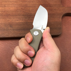 KUBEY KU180B Karaji Liner Lock Dual Thumb Studs Open Folding Pocket Knife Tan G10 Handle 2.56" Bead Blasted D2