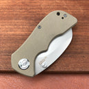 KUBEY KU180B Karaji Liner Lock Dual Thumb Studs Open Folding Pocket Knife Tan G10 Handle 2.56" Bead Blasted D2