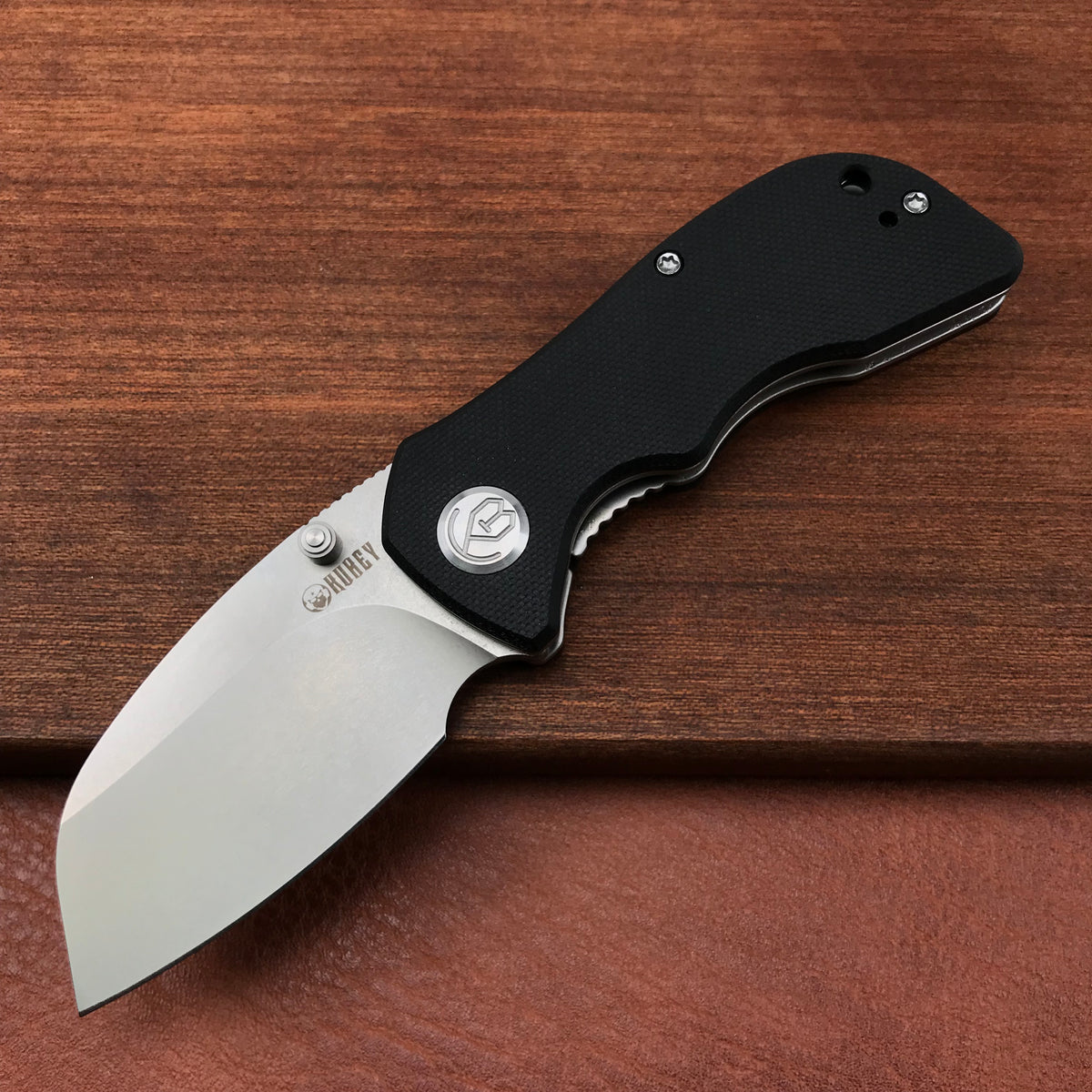 KUBEY KU180A Karaji Liner Lock Dual Thumb Studs Open Folding Pocket Knife Black G10 Handle 2.56" Bead Blasted D2