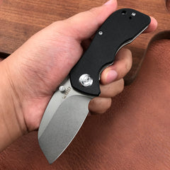 KUBEY KU180A Karaji Liner Lock Dual Thumb Studs Open Folding Pocket Knife Black G10 Handle 2.56" Bead Blasted D2