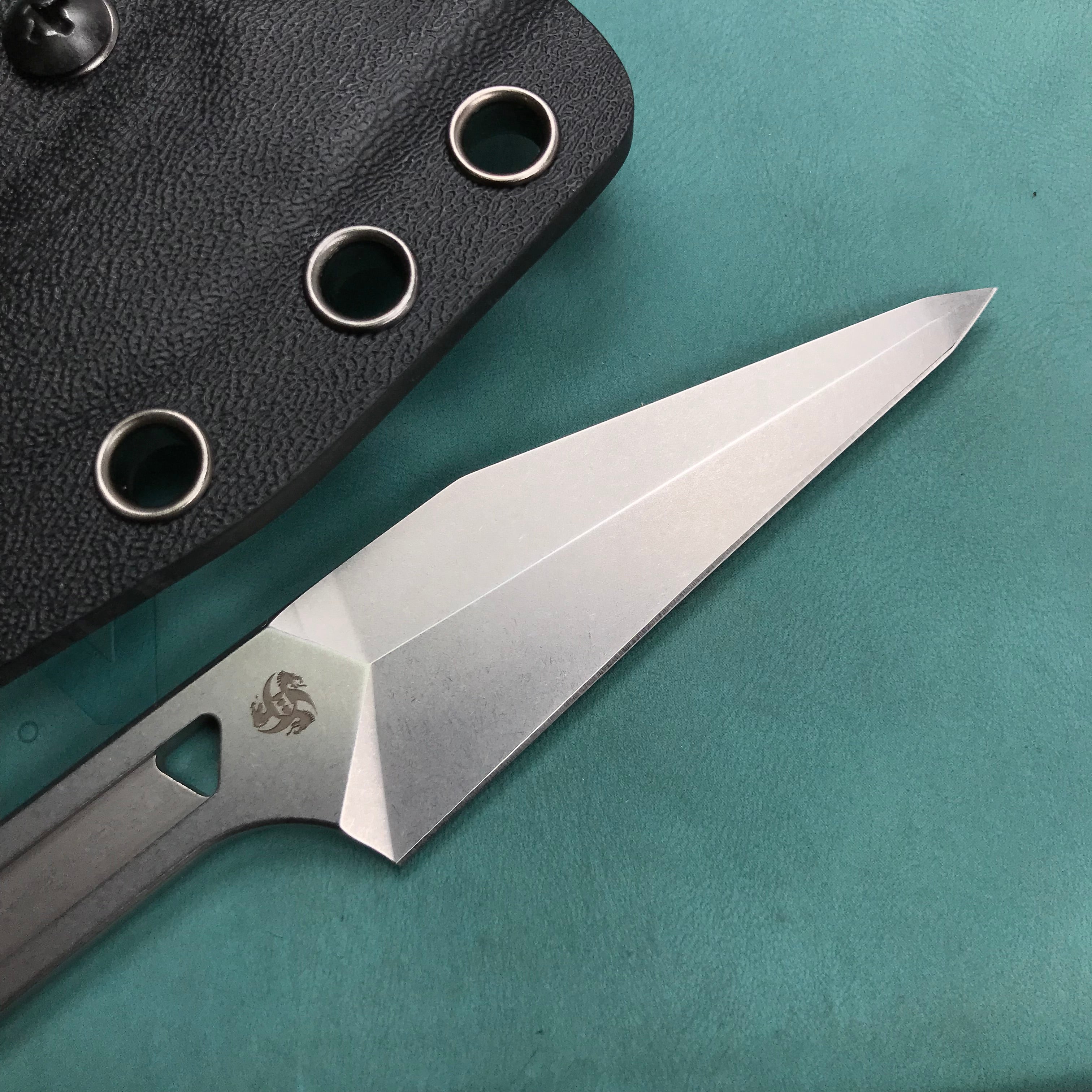 KUBEY KU364 Hydra Design 12.7 Every Day Carry Fixed Blade Knife Skeletonized Handle 2.60" Blasted Stonewashed 14C28N