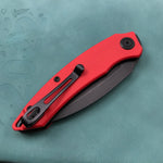 KUBEY KU333B  Liner Lock Front Flipper Folding Knife Red G10 Handle 2.99" Dark Stonewashed AUS-10
