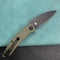 KUBEY KU333C Leaf Liner Lock Front Flipper Folding Knife Green G10 Handle 2.99" Black Stonewashed AUS-10