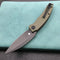 KUBEY KU333C Leaf Liner Lock Front Flipper Folding Knife Green G10 Handle 2.99" Black Stonewashed AUS-10