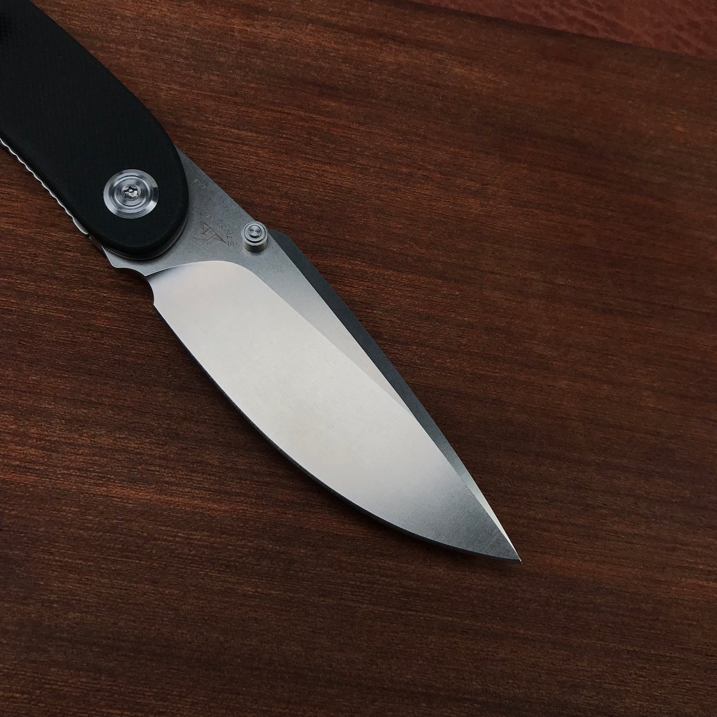 KUBEY  KU344A Momentum Sherif Manganas Design Liner Lock Front Flipper  Dual Studs Open Folding Knife Black G10 Handle 3.43" Blasted Stonewashed D2