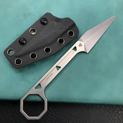 KUBEY KU364 Hydra Design 12.7 Every Day Carry Fixed Blade Knife Skeletonized Handle 2.60" Blasted Stonewashed 14C28N