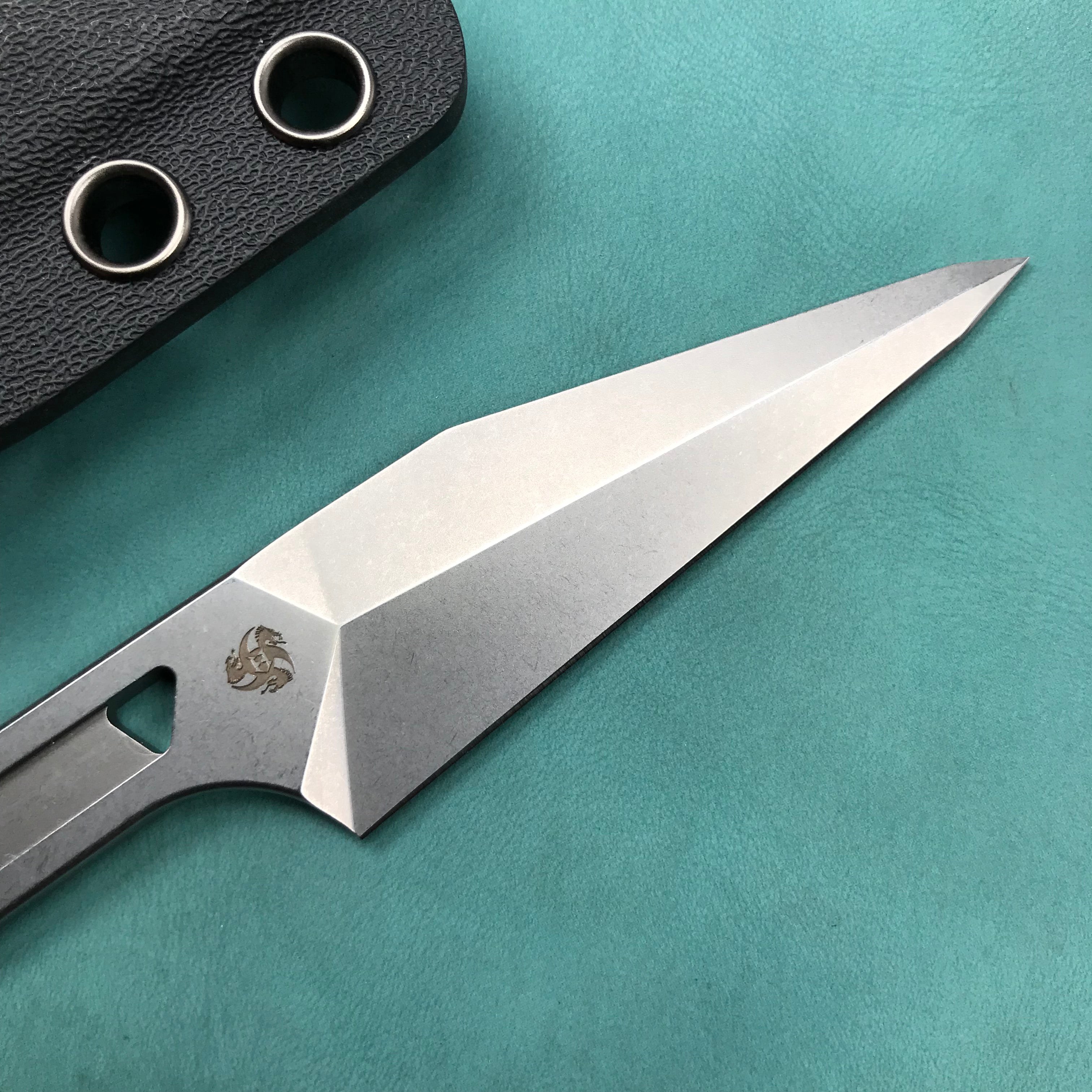 KUBEY KU364 Hydra Design 12.7 Every Day Carry Fixed Blade Knife Skeletonized Handle 2.60" Blasted Stonewashed 14C28N