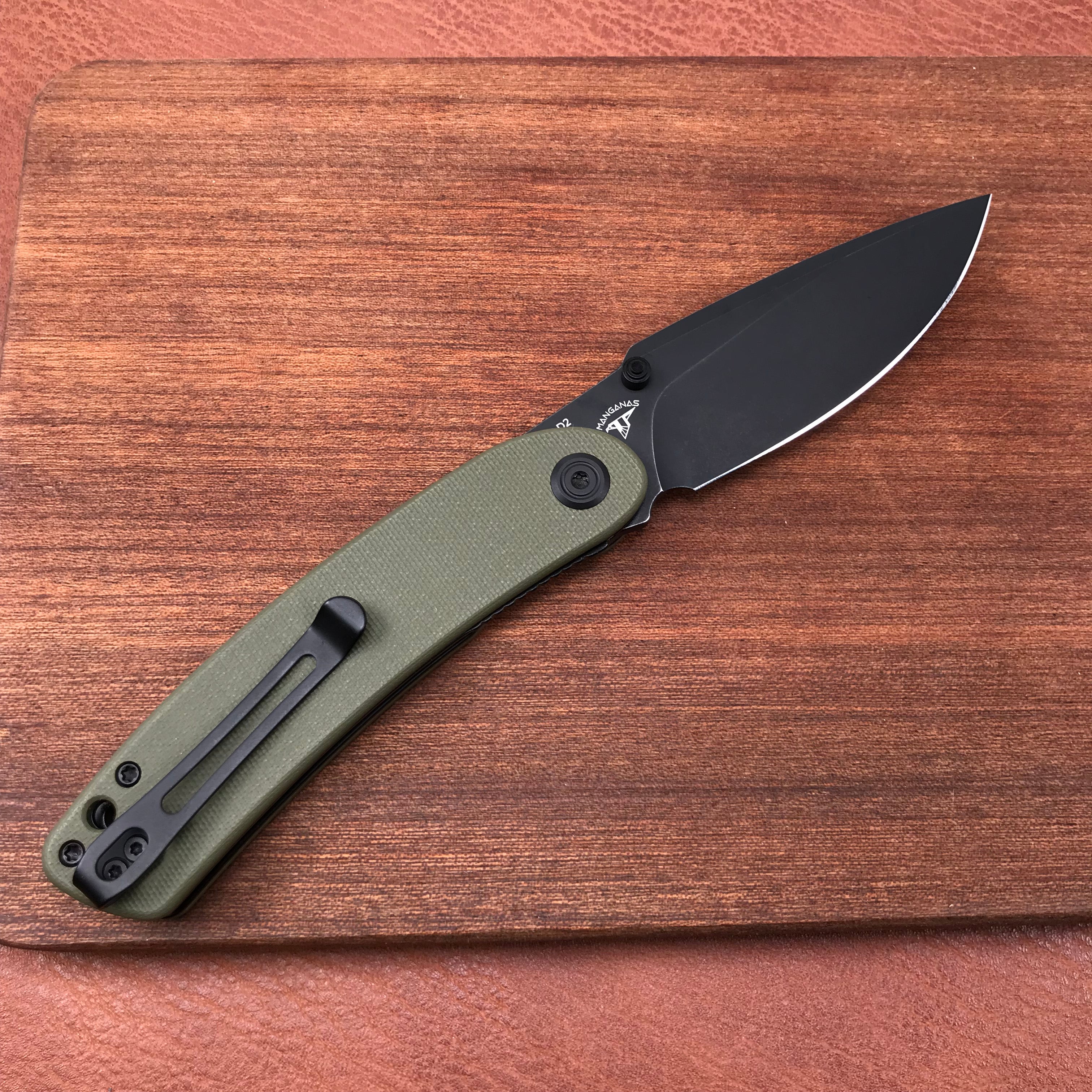 KUBEY KU344B Green G10 Handle Folding Knife 3.43" Dark Stonewahsed D2