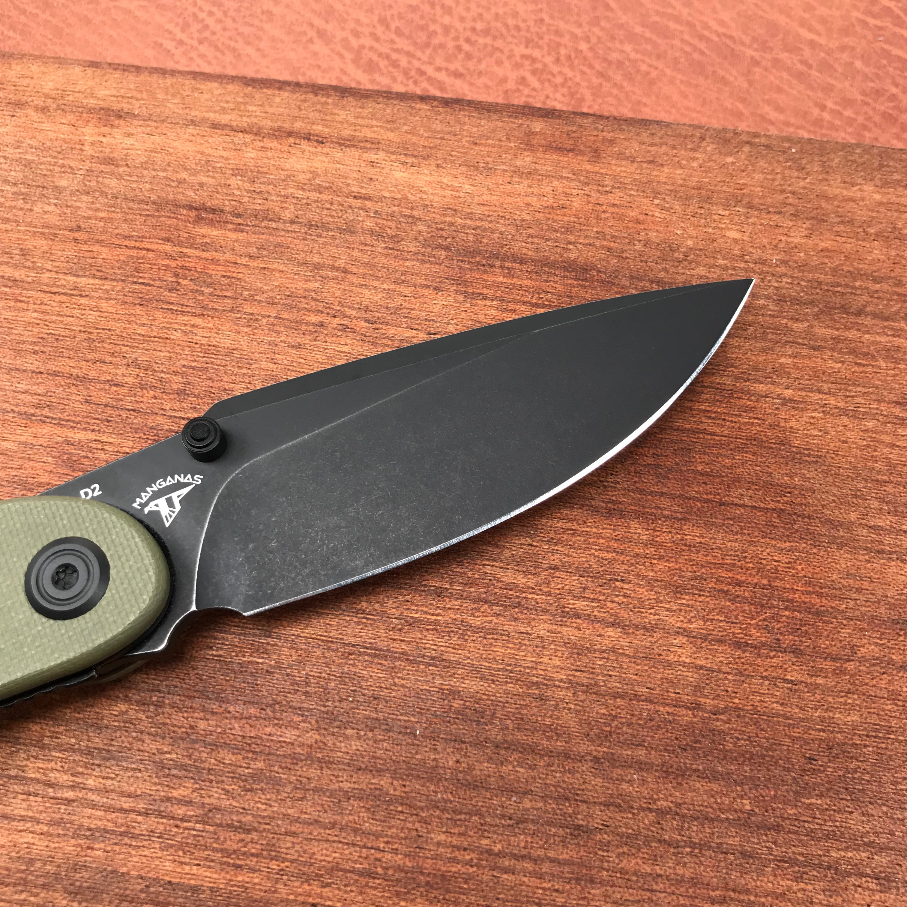 KUBEY KU344B Green G10 Handle Folding Knife 3.43" Dark Stonewahsed D2