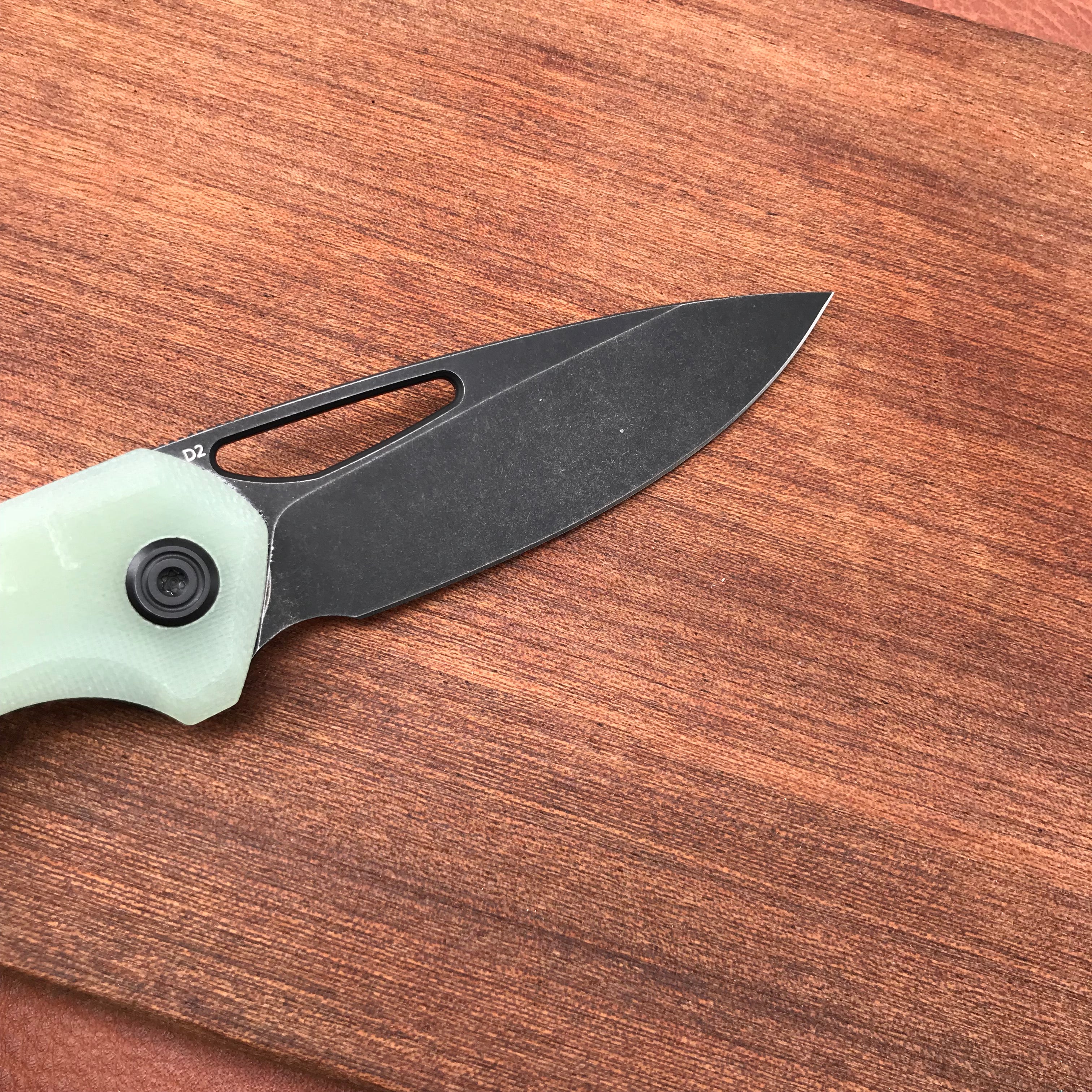 KUBEY KU324B  Jade G10 Handle Front Flipper Folding Knife 3.27"Dark Stonewahsed D2