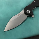 KUBEY KU236A NOBLE Liner Lock Folding Knife Black G10 Handle (3.2" Sand Blast Stone Wash D2)