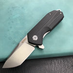 KUBEY KU203A Chubby Liner Lock EDC Flipper Knife Black G10 Handle (2.36"Sandblast D2)