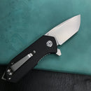 KUBEY KU203A Chubby Liner Lock EDC Flipper Knife Black G10 Handle (2.36"Sandblast D2)