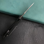 KUBEY KU203A Chubby Liner Lock EDC Flipper Knife Black G10 Handle (2.36"Sandblast D2)