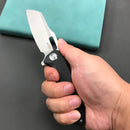 KUBEY KU328A Atlas Liner Lock Folding Knife  black G10 Handle 3.31" Blasted Stonewashed 14C28N