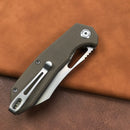 KUBEY KU291B New Vagrant Liner Lock Folding Knife Tan G10 Handle (3.1" Sandblast AUS-10)
