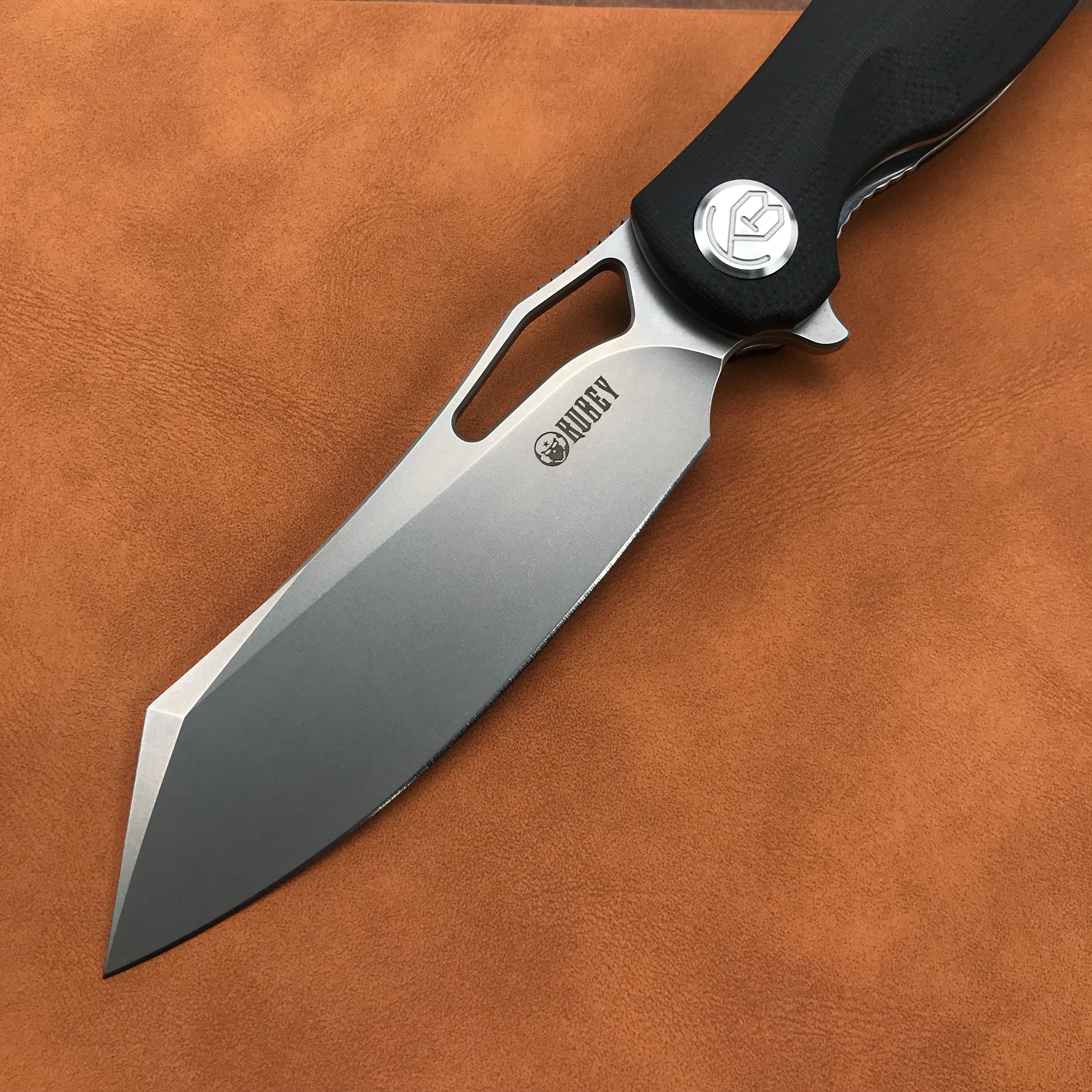 KUBEY KB239E Drake Lliner Lock Folding Knife Black G10 Handle 3.74'' Bead Blasted Stonewashed 14C28N