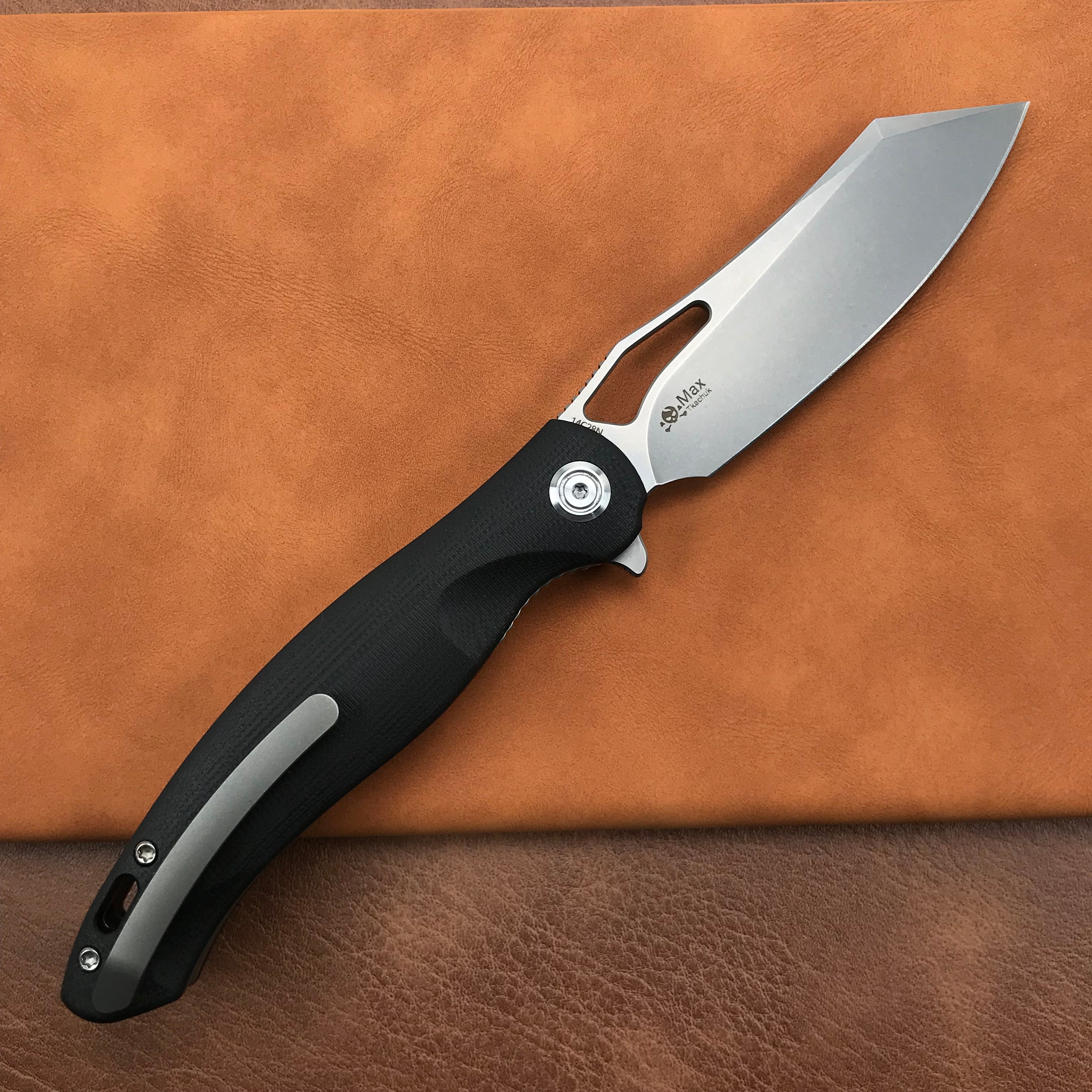 KUBEY KB239E Drake Lliner Lock Folding Knife Black G10 Handle 3.74'' Bead Blasted Stonewashed 14C28N