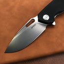 KUBEY KU322A Liner Lock Flipper Folding Knife Black G10 Handle 3.39" Blasted Stonewashed D2