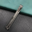 KUBEY  KB247C Dandy Frame Lock Flipper Knife Titanium Handle  3.94"Bead Blasted  S90V