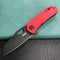 KUBEY KU332F Duroc Liner Lock Flipper Folding Knife Red  G10 Handle 2.91" Black Stonewashed AUS-10