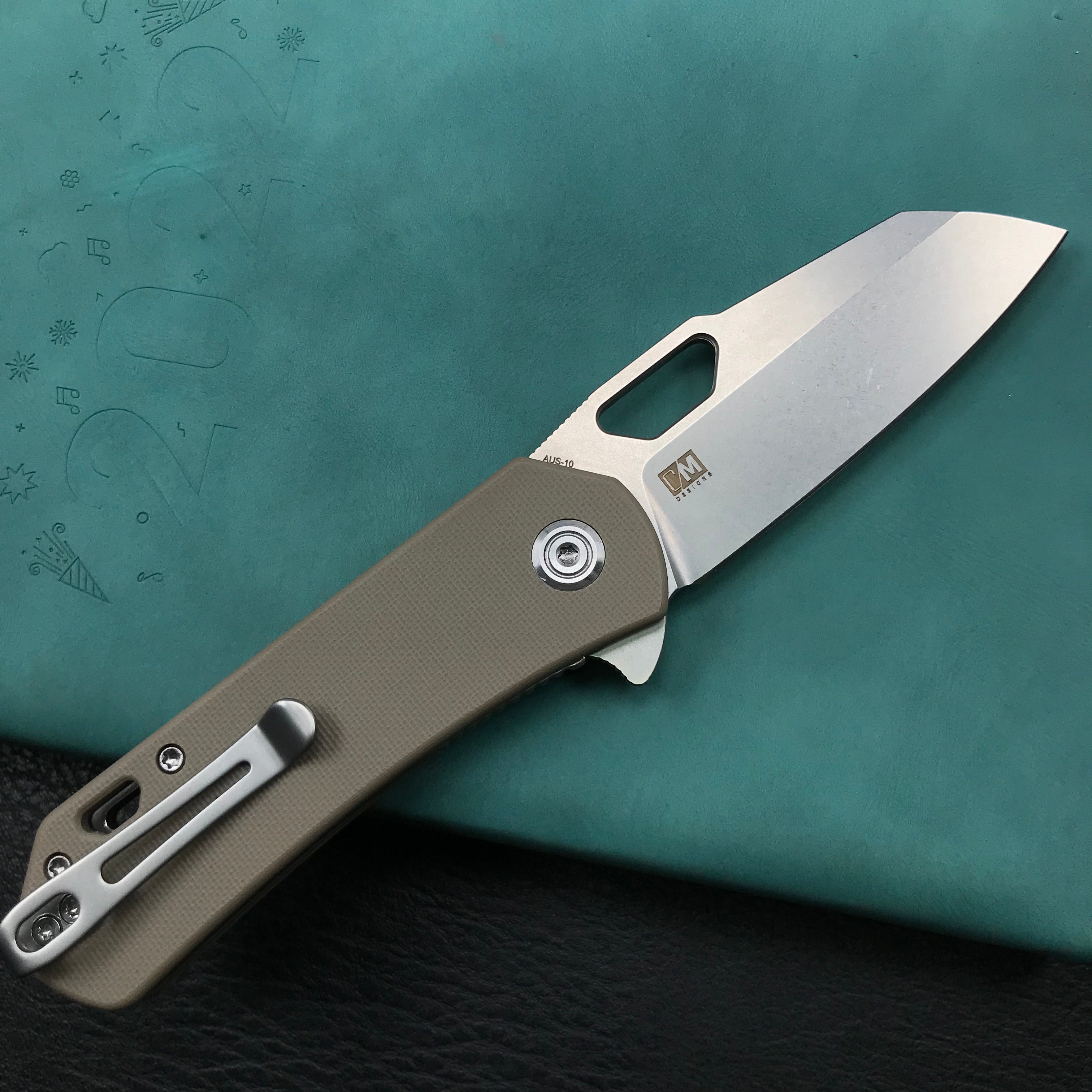 KUBEY KU332K Duroc Liner Lock Flipper Folding Knife Tan G10 Handle 2.91" Blasted Stonewashed AUS-10