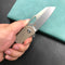 KUBEY KU332K Duroc Liner Lock Flipper Folding Knife Tan G10 Handle 2.91" Blasted Stonewashed AUS-10