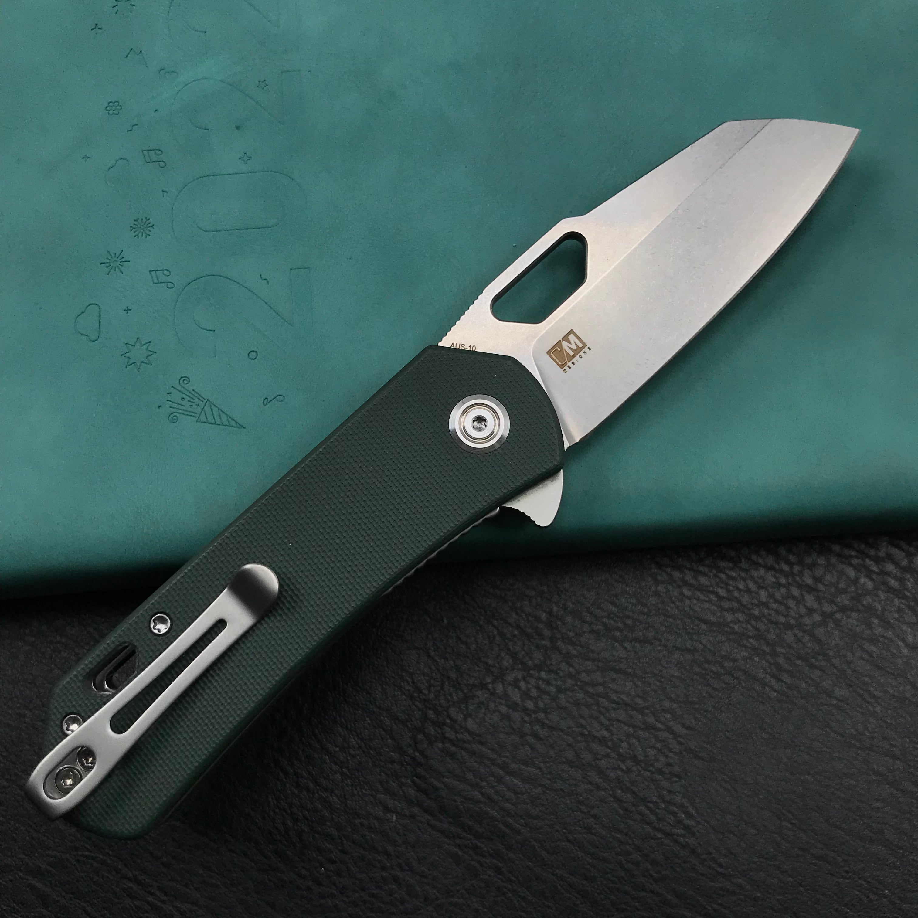 KUBEY KU332G Duroc Liner Lock Flipper Folding Knife OD Green  G10 Handle 2.91" Blasted Stonewashed AUS-10