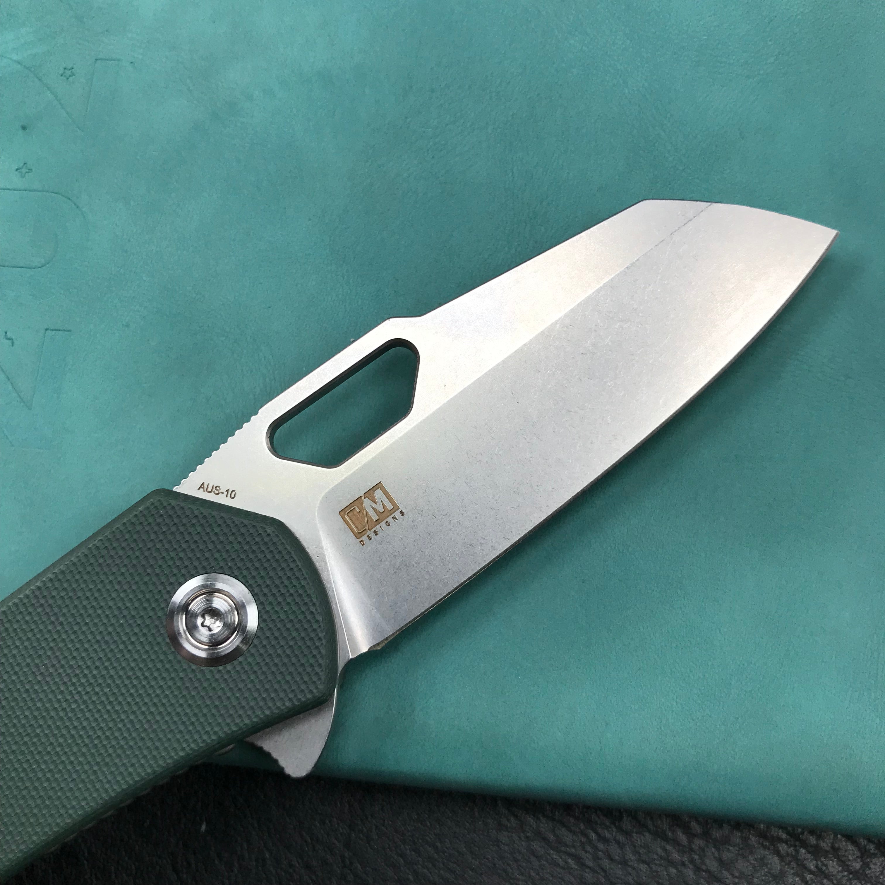 KUBEY KU332G Duroc Liner Lock Flipper Folding Knife OD Green  G10 Handle 2.91" Blasted Stonewashed AUS-10