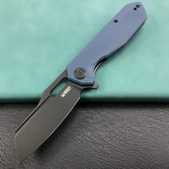 KUBEY KU328B Atlas Liner Lock Folding Knife  Denim Blue G10 Handle 3.31"Dark Stonewashed 14C28N