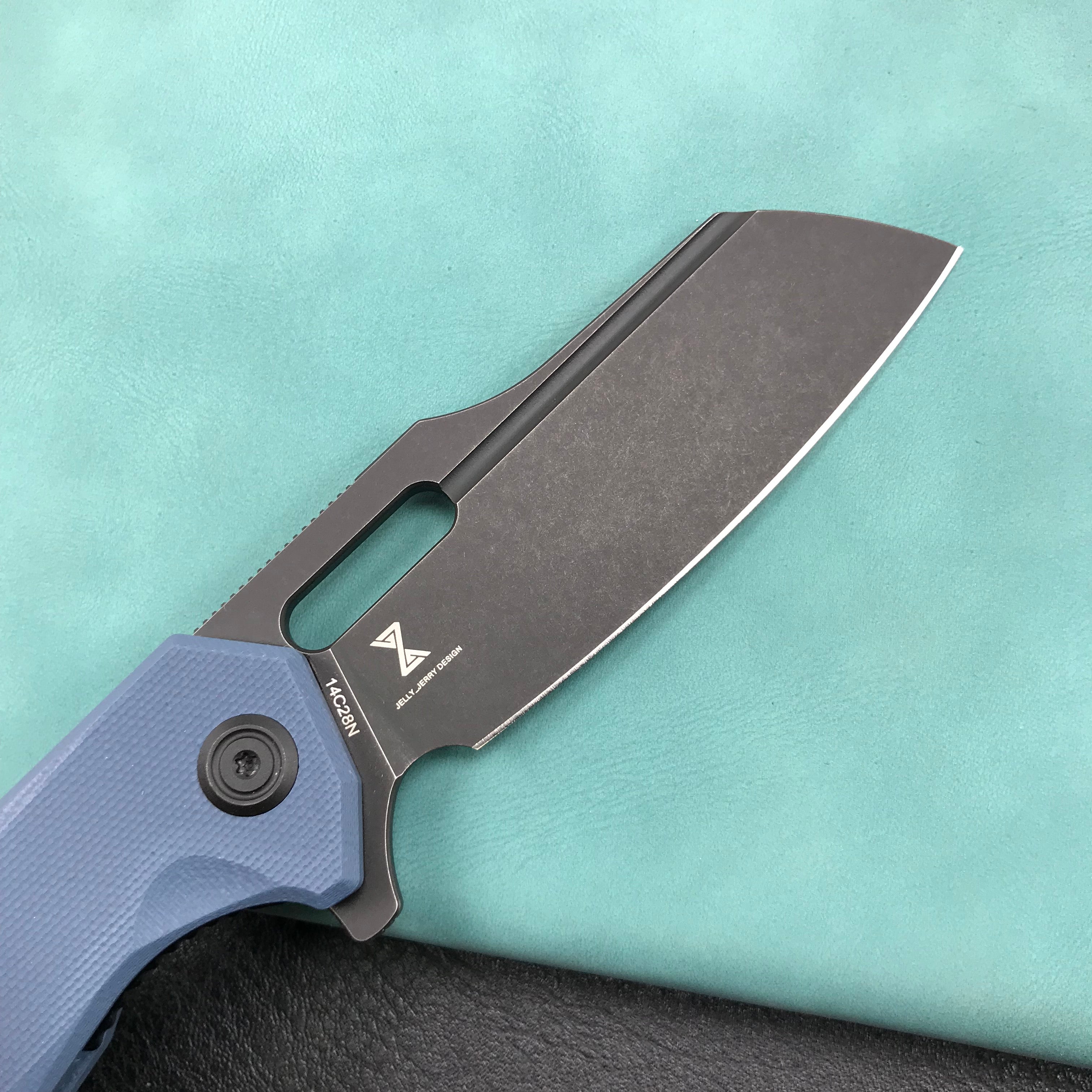 KUBEY KU328B Atlas Liner Lock Folding Knife  Denim Blue G10 Handle 3.31"Dark Stonewashed 14C28N