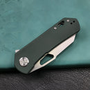 KUBEY KU332G Duroc Liner Lock Flipper Folding Knife OD Green  G10 Handle 2.91" Blasted Stonewashed AUS-10
